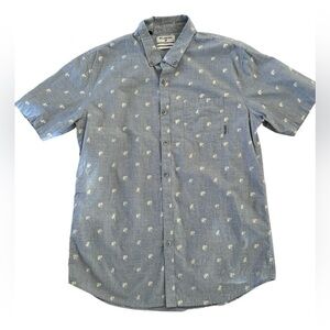Billabong Blue Cotton Short Sleeve Shirt with White Pattern size Large